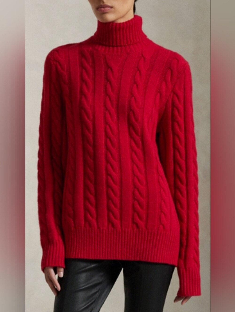 Coofandy Rayon Blnd Turtleneck Cable Knit Sweater Red XL New With Tag
